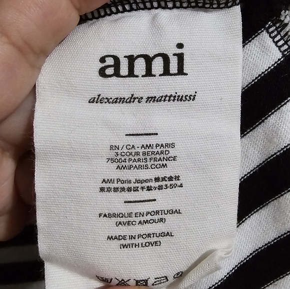 AMI Paris De Coeur Mariniere Long Sleeve Shirt Black/White Stripe size S - Picture 9 of 11